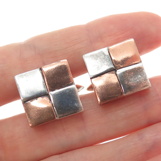 ANTONIO PINEDA 970 Silver 2-Tone Vintage Mexico Modernist Geometric Cufflinks