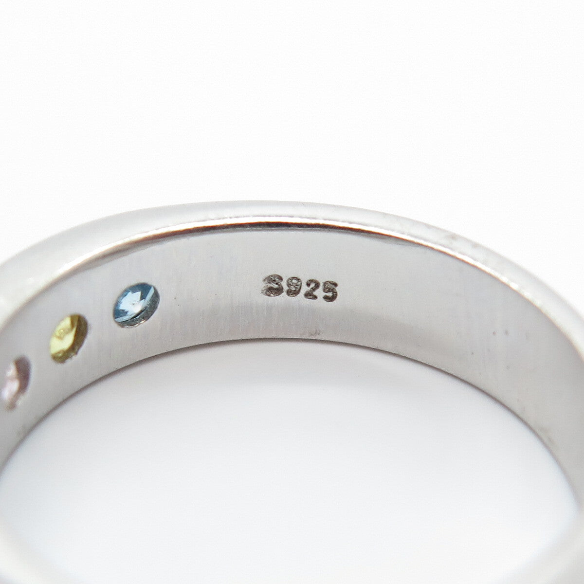 925 Sterling Silver Multi-Color C Z Band Ring Size 7.75