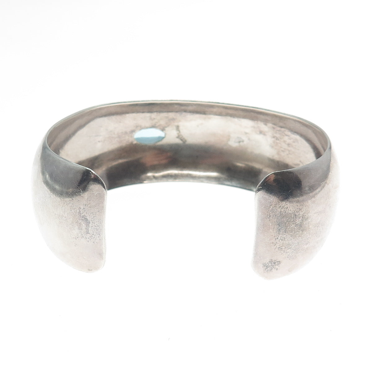 925 Sterling Silver Vintage Real Blue Topaz Modernist Adjustable Bracelet 6.25"