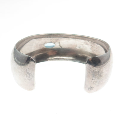 925 Sterling Silver Vintage Real Blue Topaz Modernist Adjustable Bracelet 6.25"