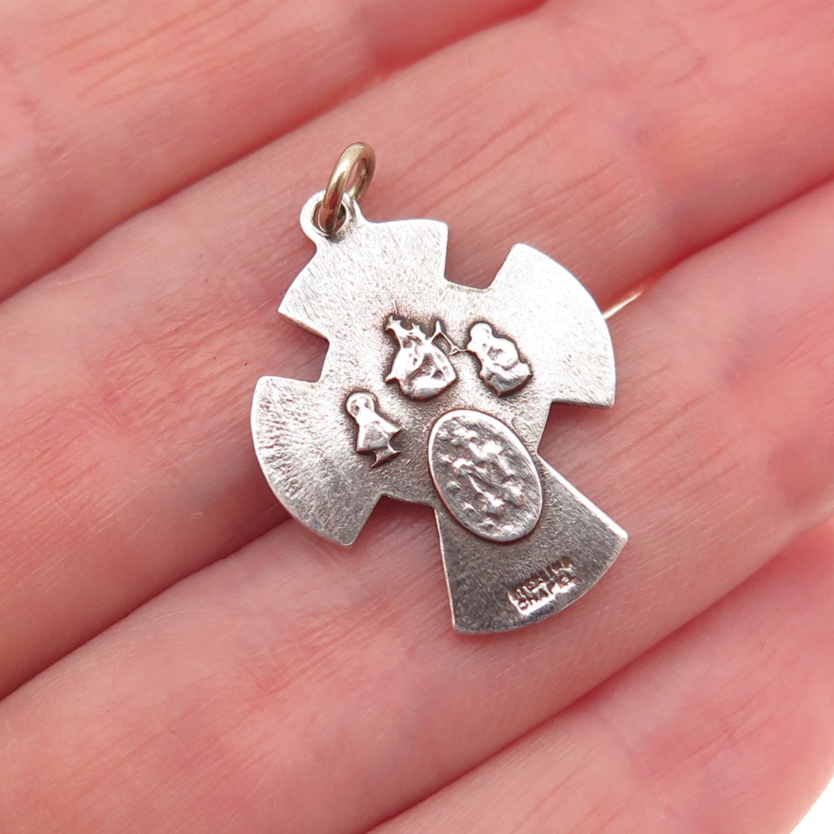 Chapel 925 Sterling Silver Antique Art Deco 4-Way Cross Oxidized Charm Pendant