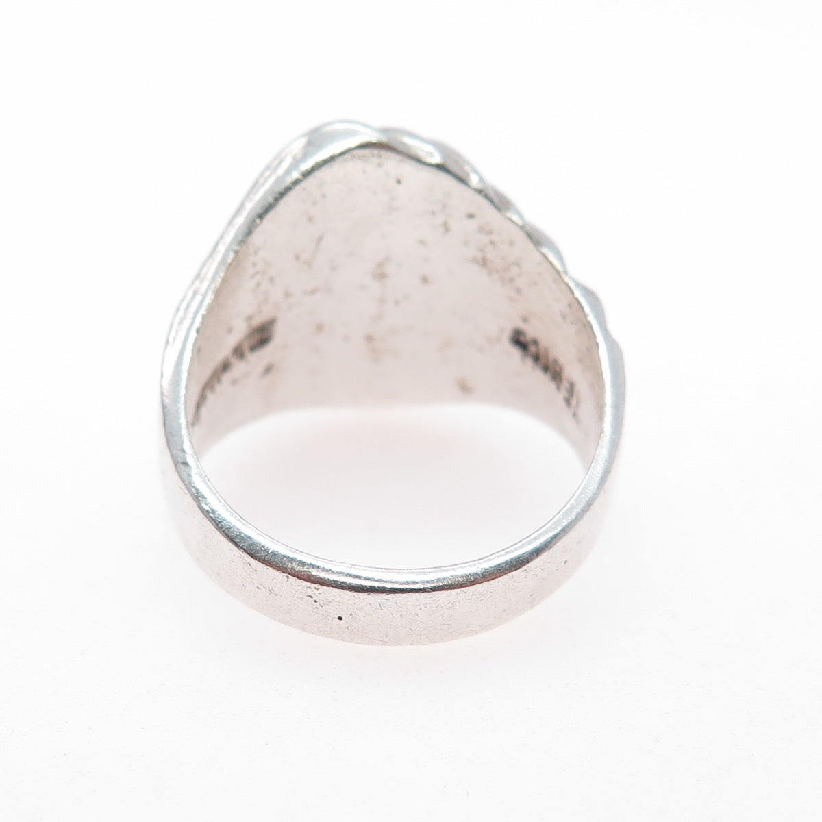 925 Sterling Silver Vintage Mexico Modernist Wavy Dome Ring Size 8.5