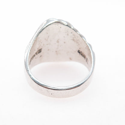 925 Sterling Silver Vintage Mexico Modernist Wavy Dome Ring Size 8.5