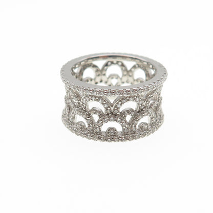 925 Sterling Silver Round-Cut C Z Ornate Band Ring Size 6.25