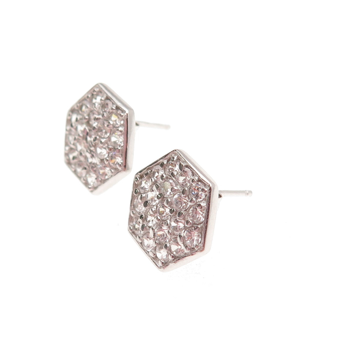 925 Sterling Silver Round-Cut C Z Stud Earrings