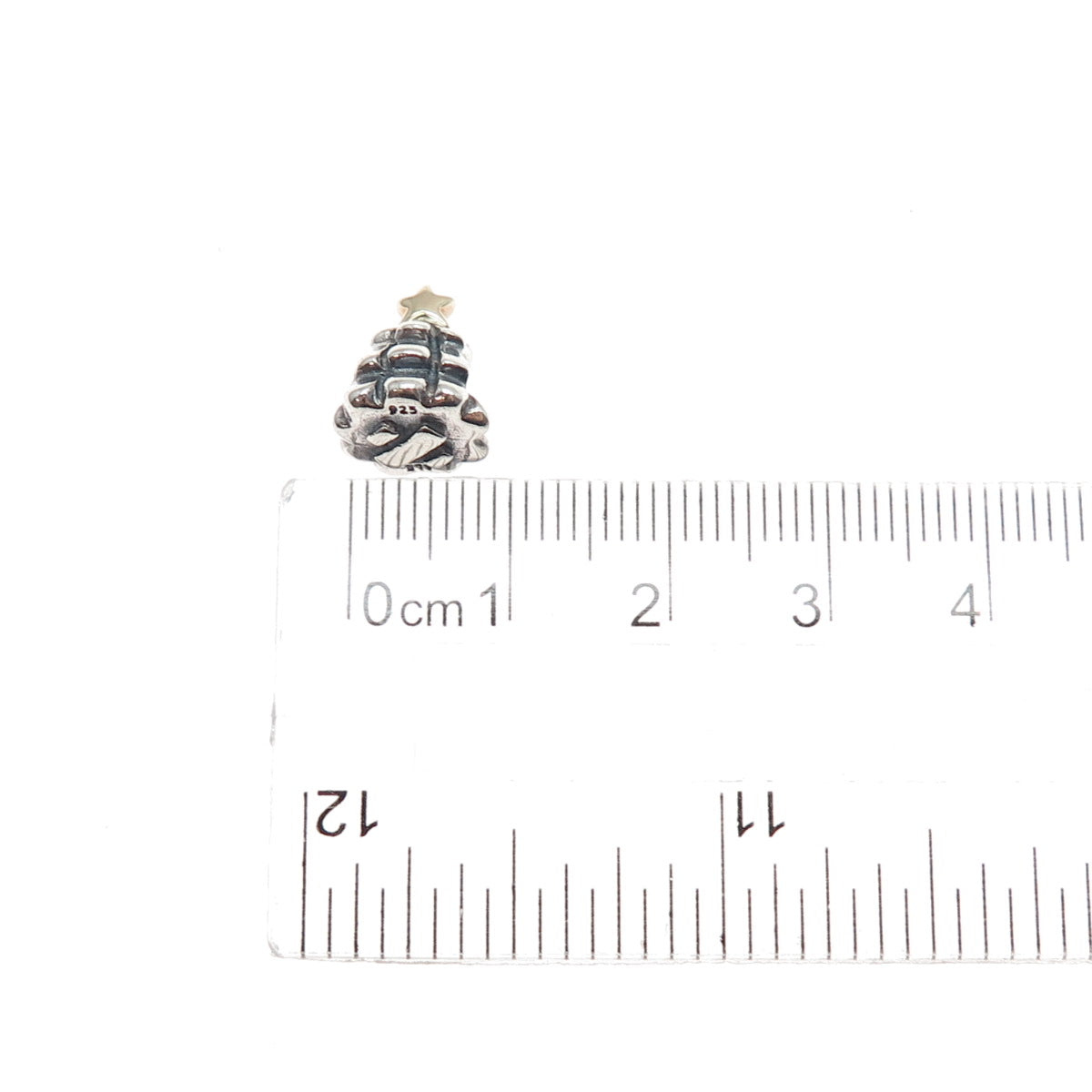 PANDORA 925 Sterling Silver & Gold Christmas Tree Slide Bead Charm