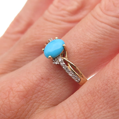 Chuck Clemency 925 Sterling Silver Gold Plated Real Turquoise Topaz Ring Size 8