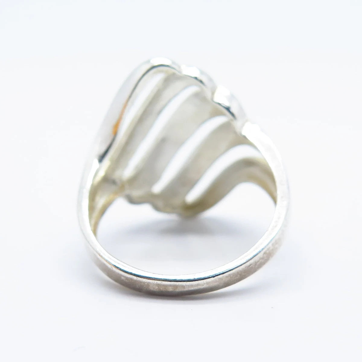 925 Sterling Silver Vintage Ribbed Ring Size 7