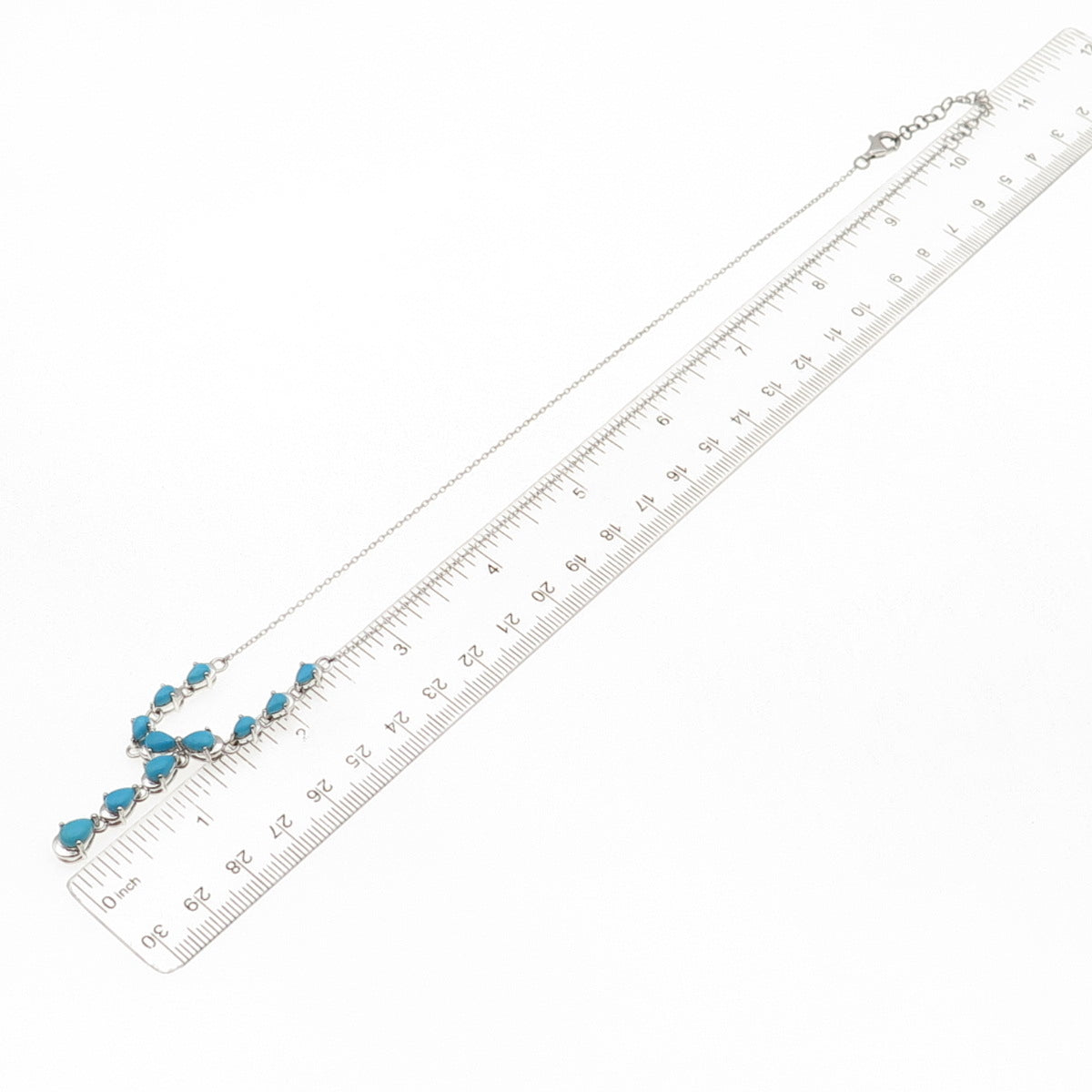 925 Sterling Silver Real Sleeping Beauty Turquoise Cable Chain Necklace 18-20"