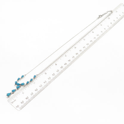 925 Sterling Silver Real Sleeping Beauty Turquoise Cable Chain Necklace 18-20"
