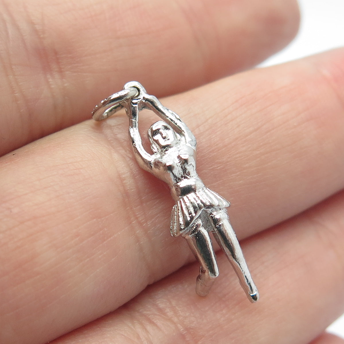 925 Sterling Silver Antique Art Deco Cheerleader Charm Pendant