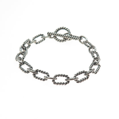 925 Sterling Silver Vintage Cable Link Oxidized Bracelet 7"