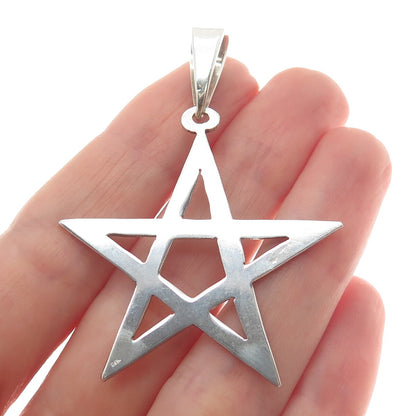 925 Sterling Silver Vintage Pentagram Star Minimalist Pendant