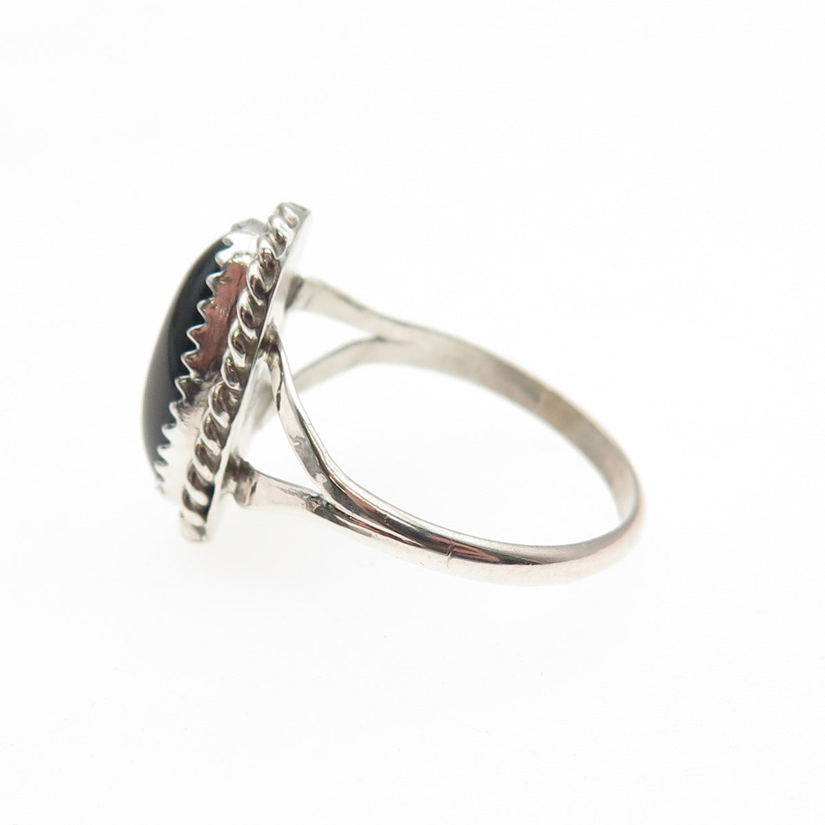 Jason Livingston Navajo Old Pawn 925 Sterling Vintage Black Onyx Ring Size 8.5