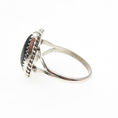 Jason Livingston Navajo Old Pawn 925 Sterling Vintage Black Onyx Ring Size 8.5