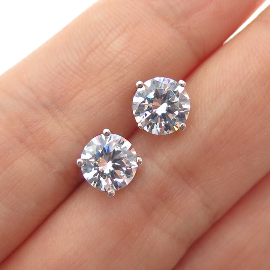 925 Sterling Silver Round-Cut C Z Stud Earrings