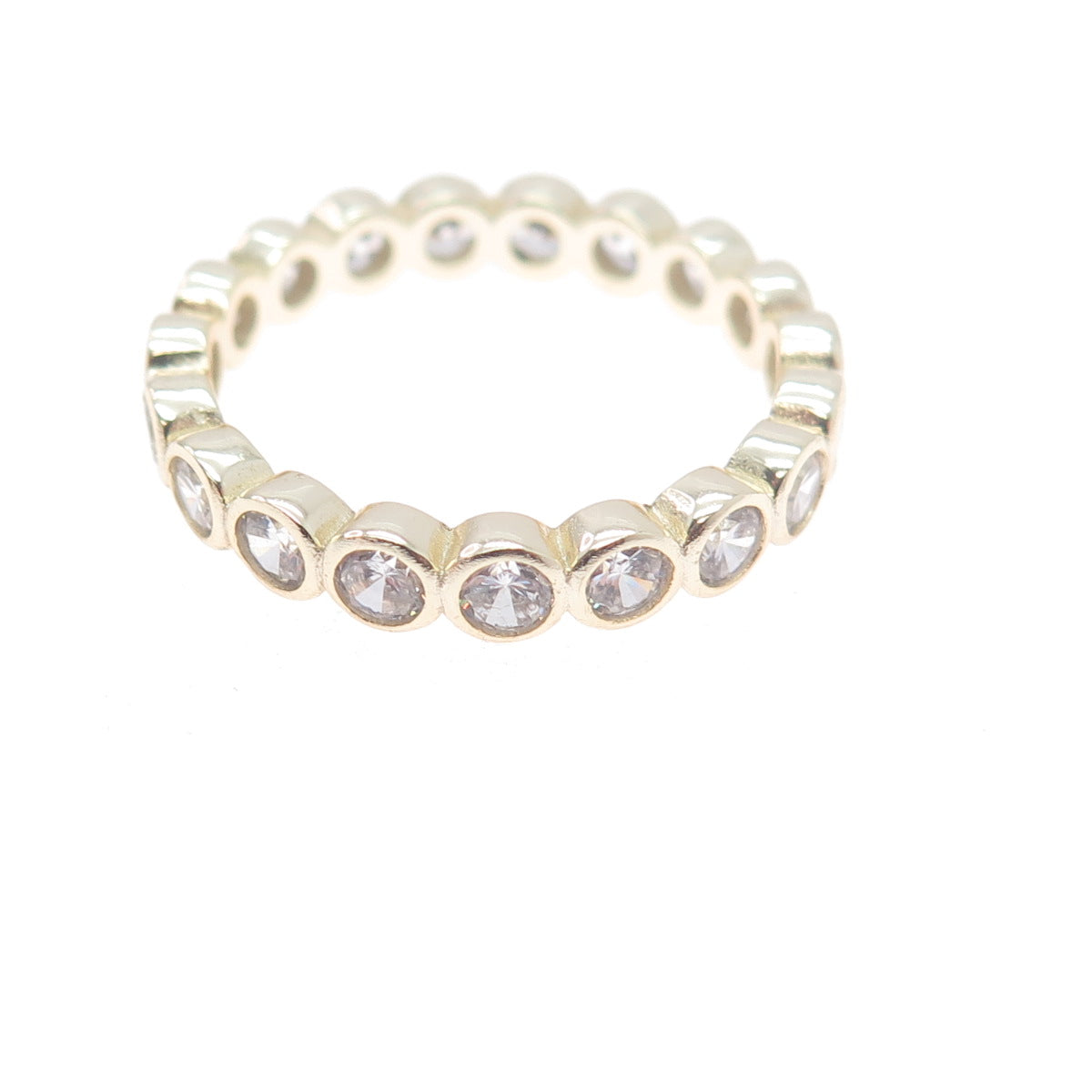 925 Sterling Silver Gold Plated Round-Cut C Z Eternity Band Ring Size 9.25