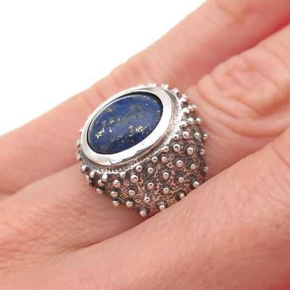 Chateau D’Argent 925 Sterling Silver Vintage Real Lapis Modernist Ring Size 5.25