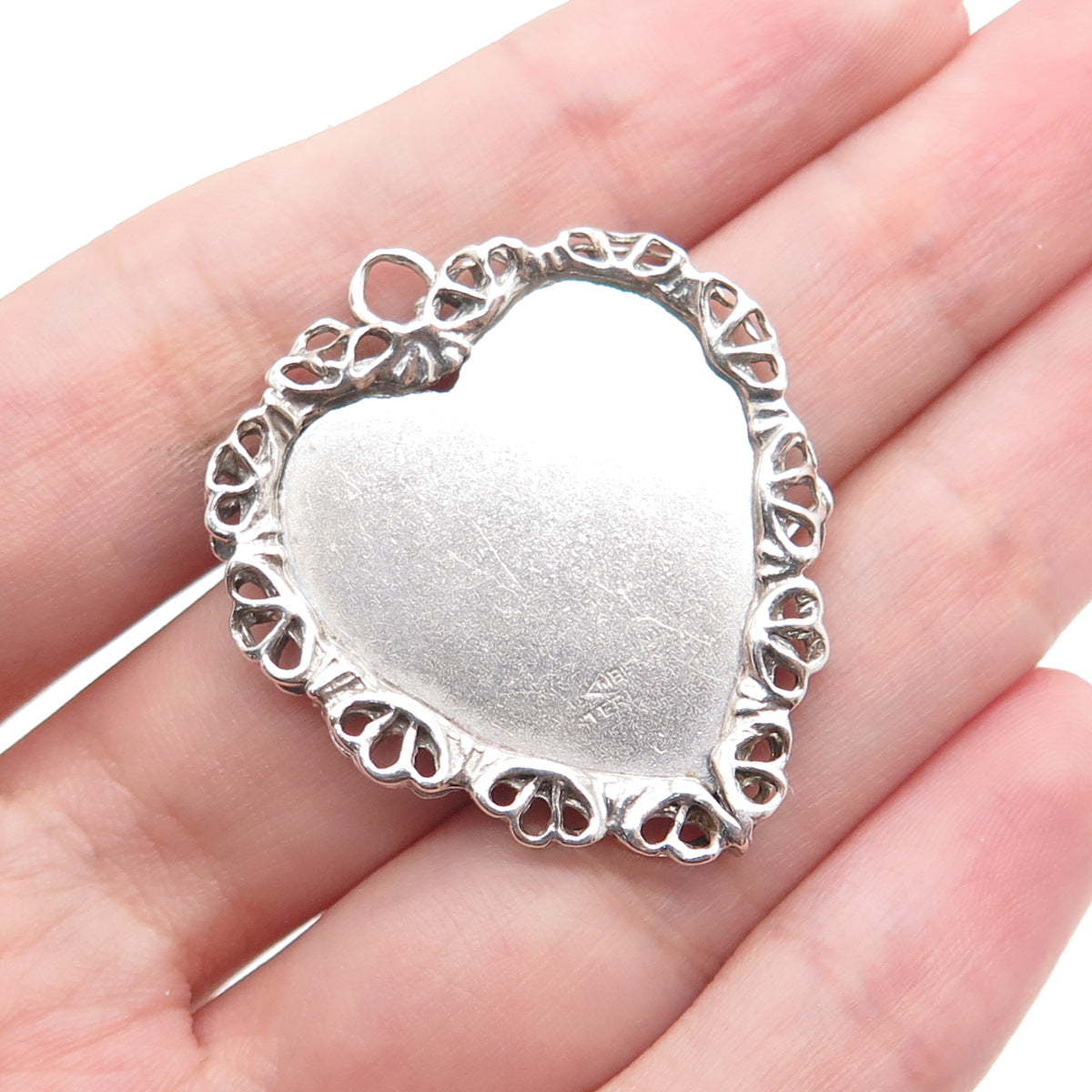 925 Sterling Silver Vintage Happy Birthday Heart Charm Pendant
