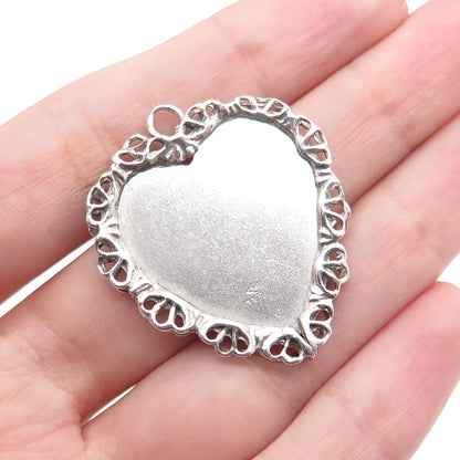 925 Sterling Silver Vintage Happy Birthday Heart Charm Pendant