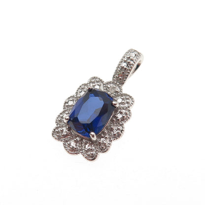 Charles Winston Sterling Real Diamond Accent Lab-Created Sapphire Mini Pendant