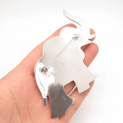 925 Sterling Silver Vintage Mexico Elephant For Good Luck Pin Brooch