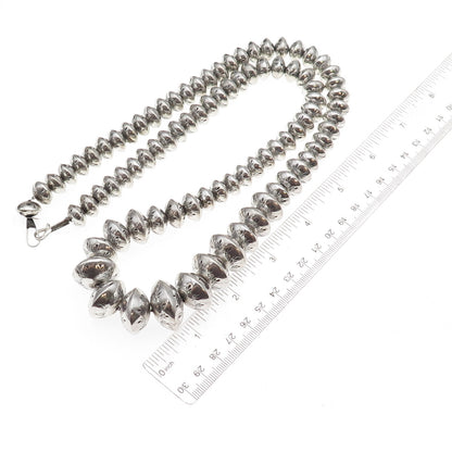 Leland Yazzie Old Pawn 925 Sterling Vintage Graduated Navajo Pearl Necklace 30"