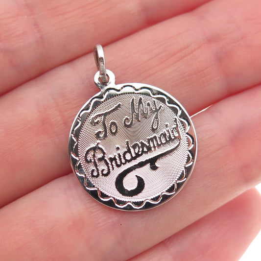 Spencer Co. 925 Sterling Silver Vintage To My Bridesmaid Charm Pendant