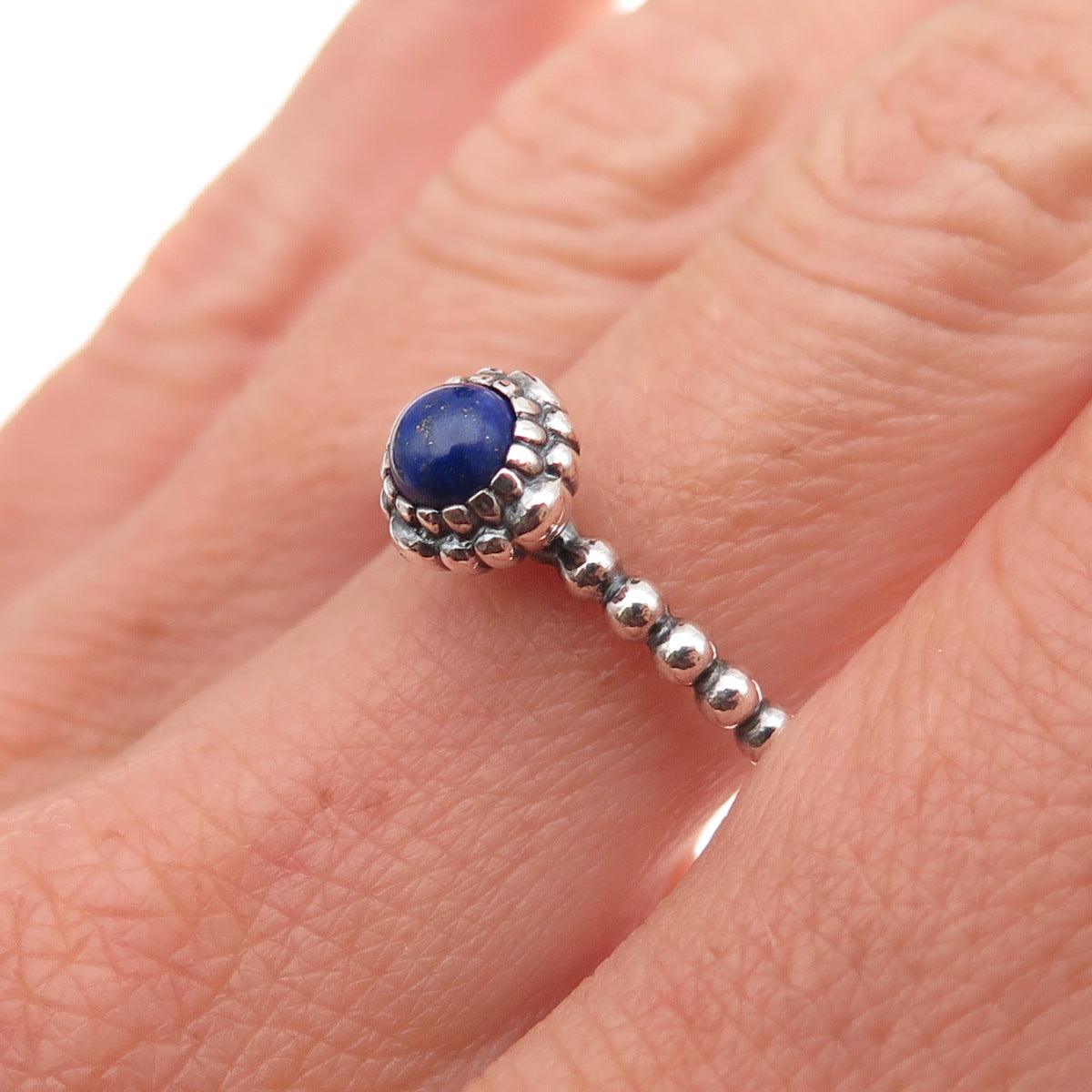 Pandora 925 Sterling Silver Real Lapis September Birthstone Ring Size 8.25