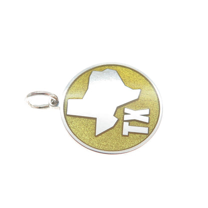 925 Sterling Silver Yellow Enamel Texas State Map Minimalist Charm Pendant