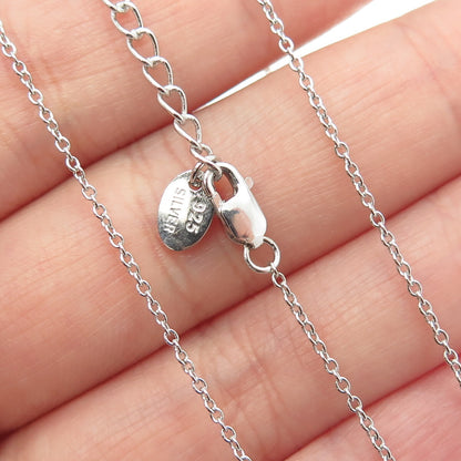 925 Sterling Silver Cushion-Cut Shaped C Z Rolo Chain Necklace 18"