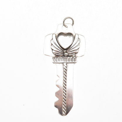 Benson Manygoats Navajo Old Pawn Sterling Vintage Key Pendant (missing stone)