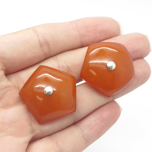 875 Silver Vintage Real Amber Moscow 1980 Olympic Games Cufflinks