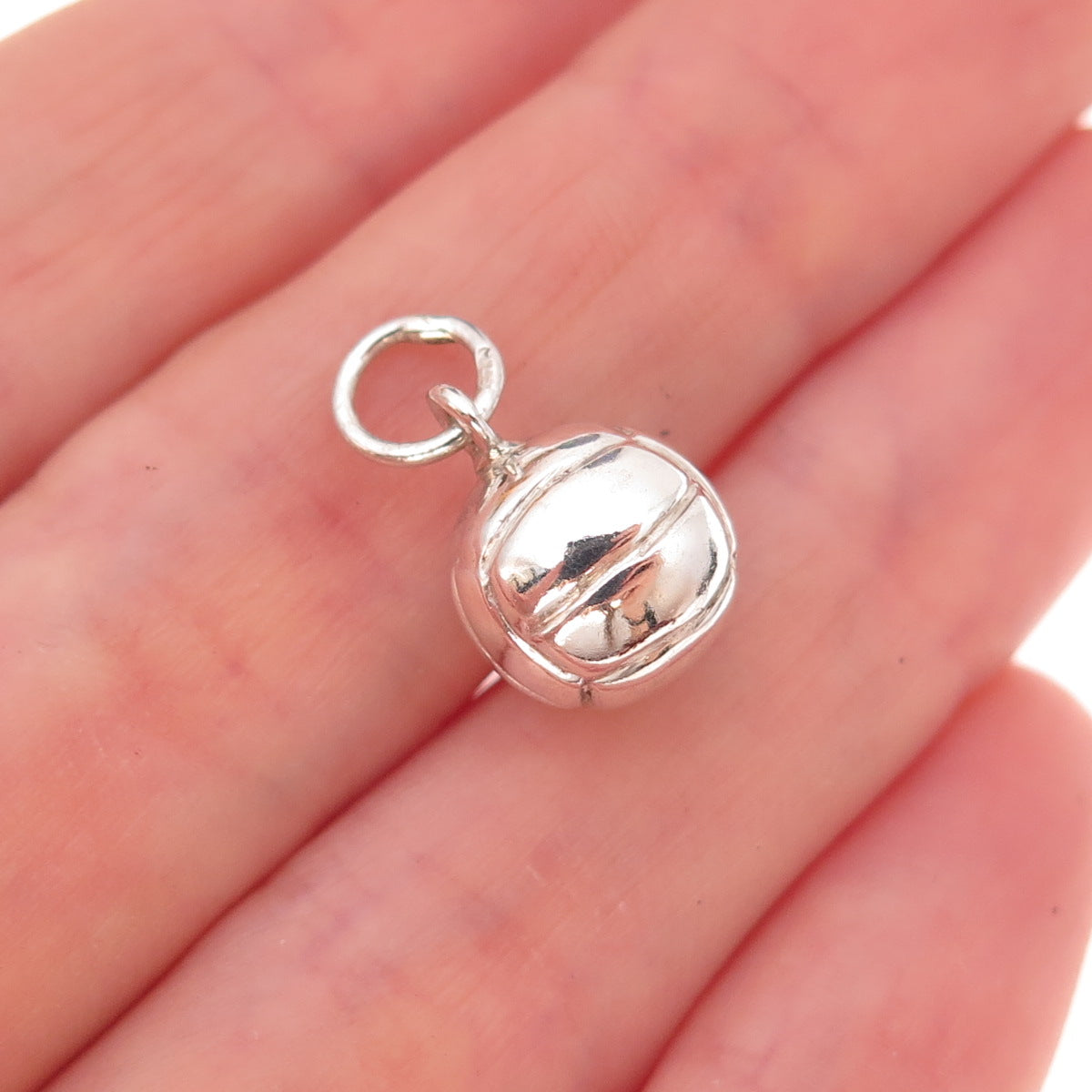 835 Silver Vintage Portugal Volleyball Ball 3D Charm Pendant