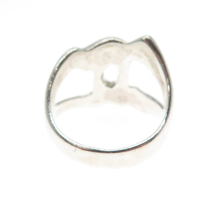 925 Sterling Silver Vintage Modernist Interlocked Ring Size 8.25