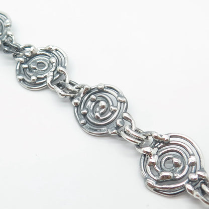 925 Sterling Silver Vintage Spiral Ethnic Link Bracelet 6.75"