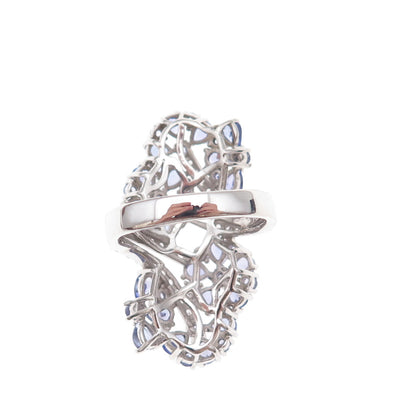 Chuck Clemency 925 Sterling Silver Real Tanzanite & White Topaz Ring Size 8.25