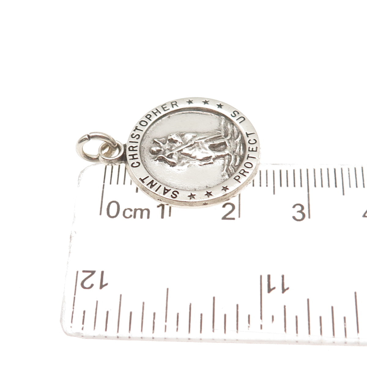 HMH Religious 925 Sterling Silver Vintage St. Christopher Oxidized Charm Pendant