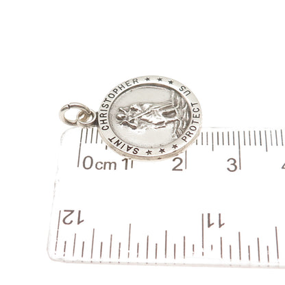 HMH Religious 925 Sterling Silver Vintage St. Christopher Oxidized Charm Pendant