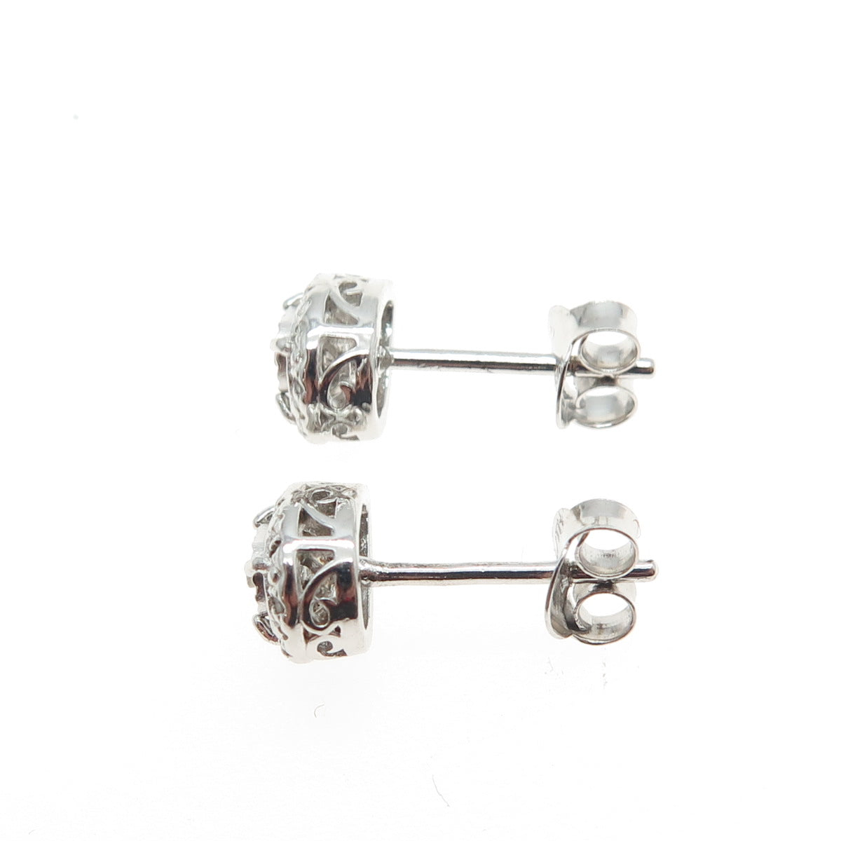 925 Sterling Silver Real Round-Cut Diamond Teardrop Stud Earrings