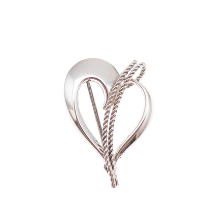 Kordes & Lichtenfels 835 Silver Vintage Modernist Heart Pin Brooch / Pendant