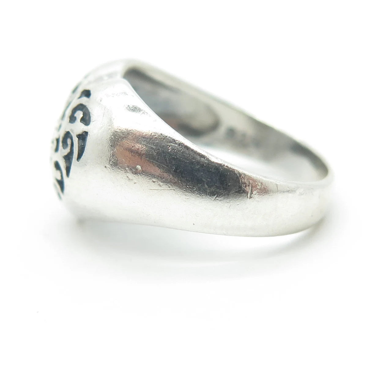 925 Sterling Silver Vintage Swirl Heart Dome Ring Size 6.75