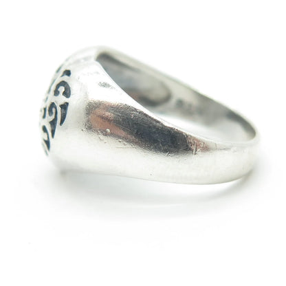 925 Sterling Silver Vintage Swirl Heart Dome Ring Size 6.75