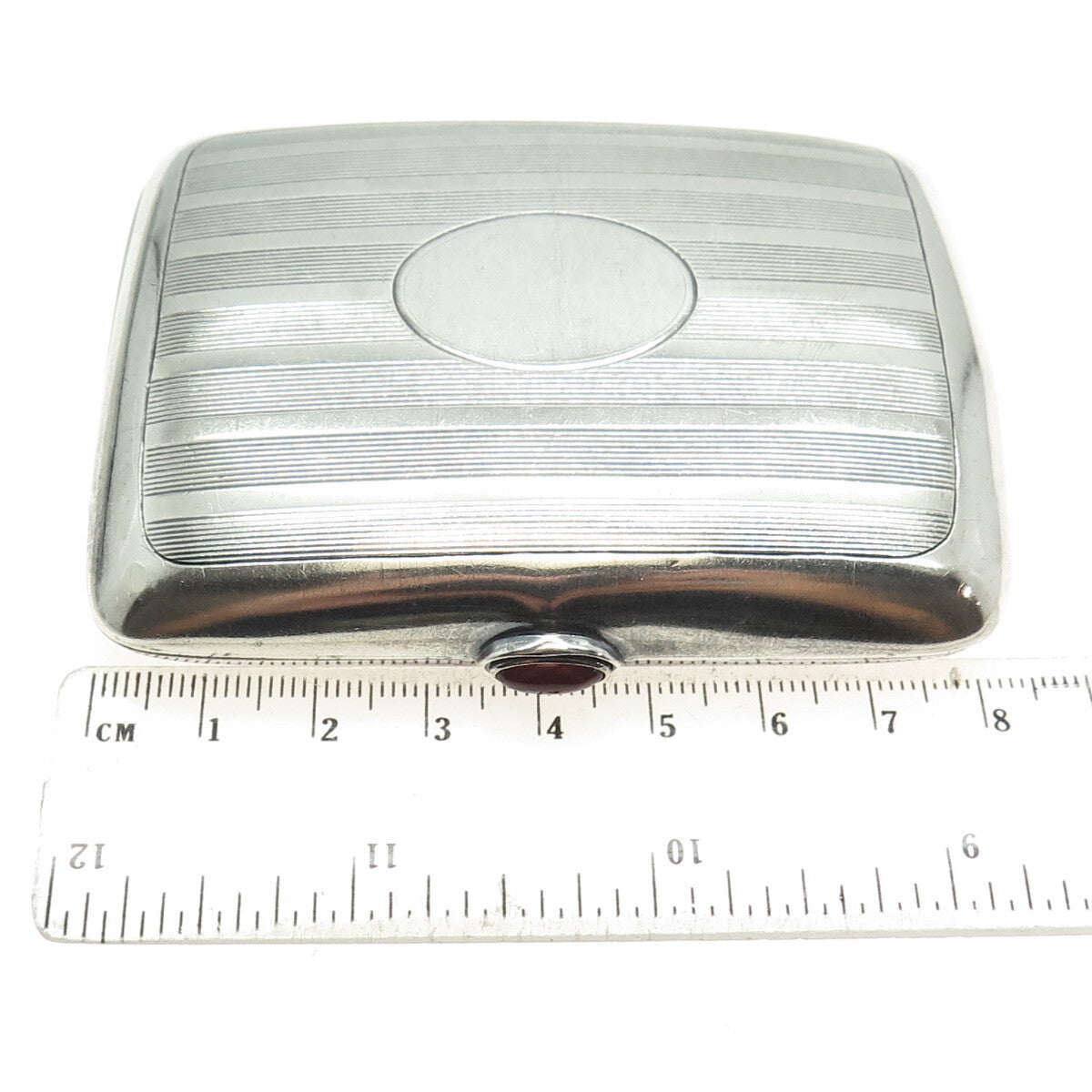 WATROUS MFG CO 925 Sterling Silver Antique Art Deco Carnelian Cigarette Case #38