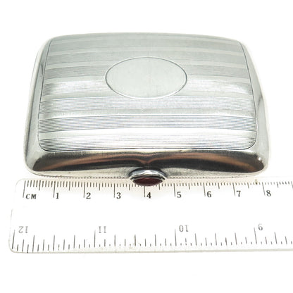 WATROUS MFG CO 925 Sterling Silver Antique Art Deco Carnelian Cigarette Case #38