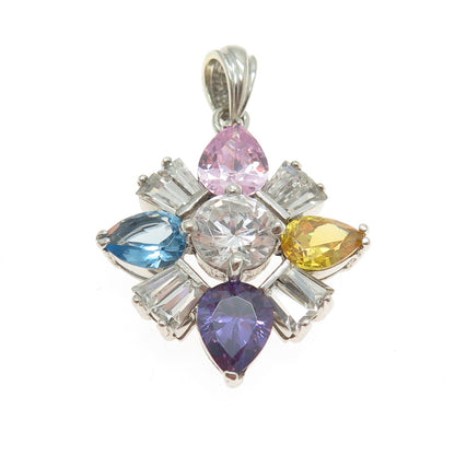 925 Sterling Silver Multi-Color C Z Pendant