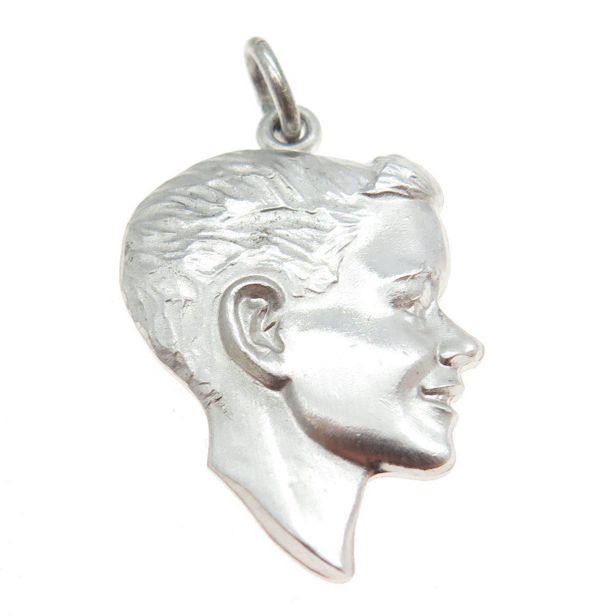 925 Sterling Silver Vintage Boy Face Profile Charm Pendant