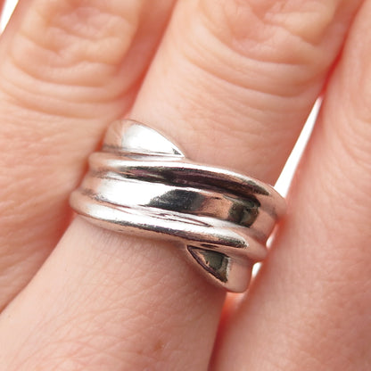925 Sterling Silver Vintage Modernist Oxidized Ring Size 6