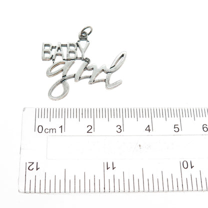 925 Sterling Silver Vintage Real Round-Cut Diamond Baby Girl Charm Pendant