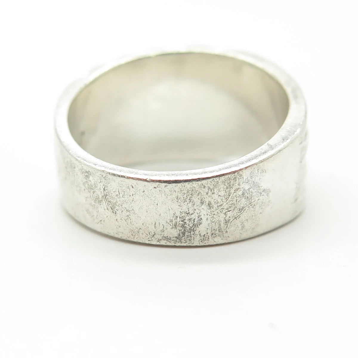 925 Sterling Silver Vintage Modernist Ribbed Ring Size 8.25